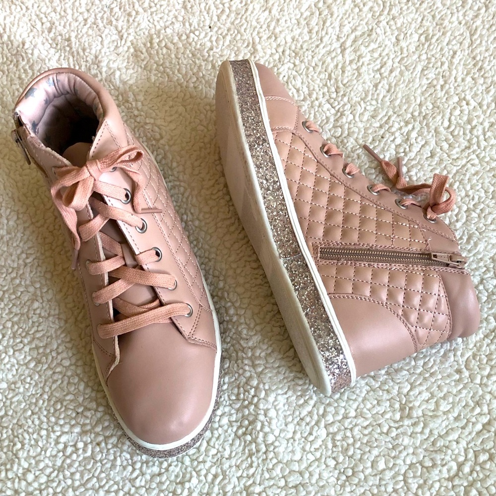 SPARKLE GLITTER Hi Top Tennis Shoes For Tweens / Women. So Cute!🌷